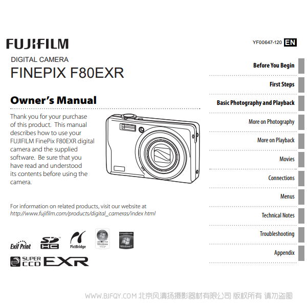 富士F80EXR F85 數(shù)碼照相機 owner manual Fujifilm北京風清揚攝影器材有限公司 關(guān)于這款產(chǎn)品的說明書下載鏈接 說明書下載 使用手冊 pdf 免費 操作指南 如何使用 快速上手